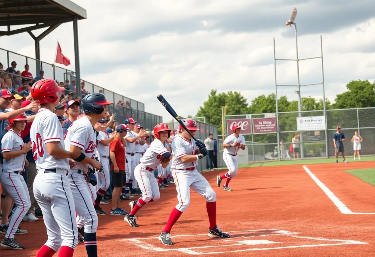 High school baseball players competing in the state playoffs