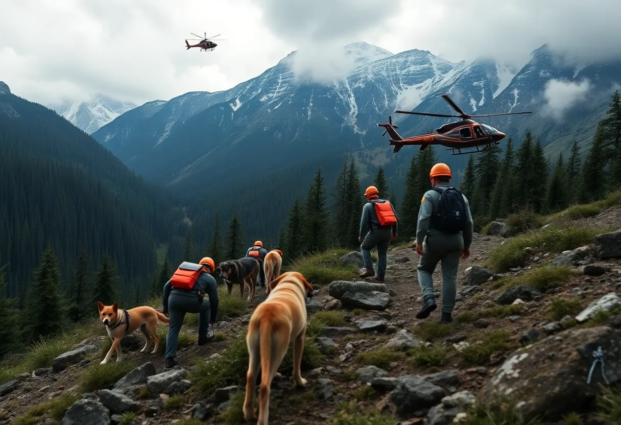 A multi-agency search operation in rugged mountains for an escaped prisoner.