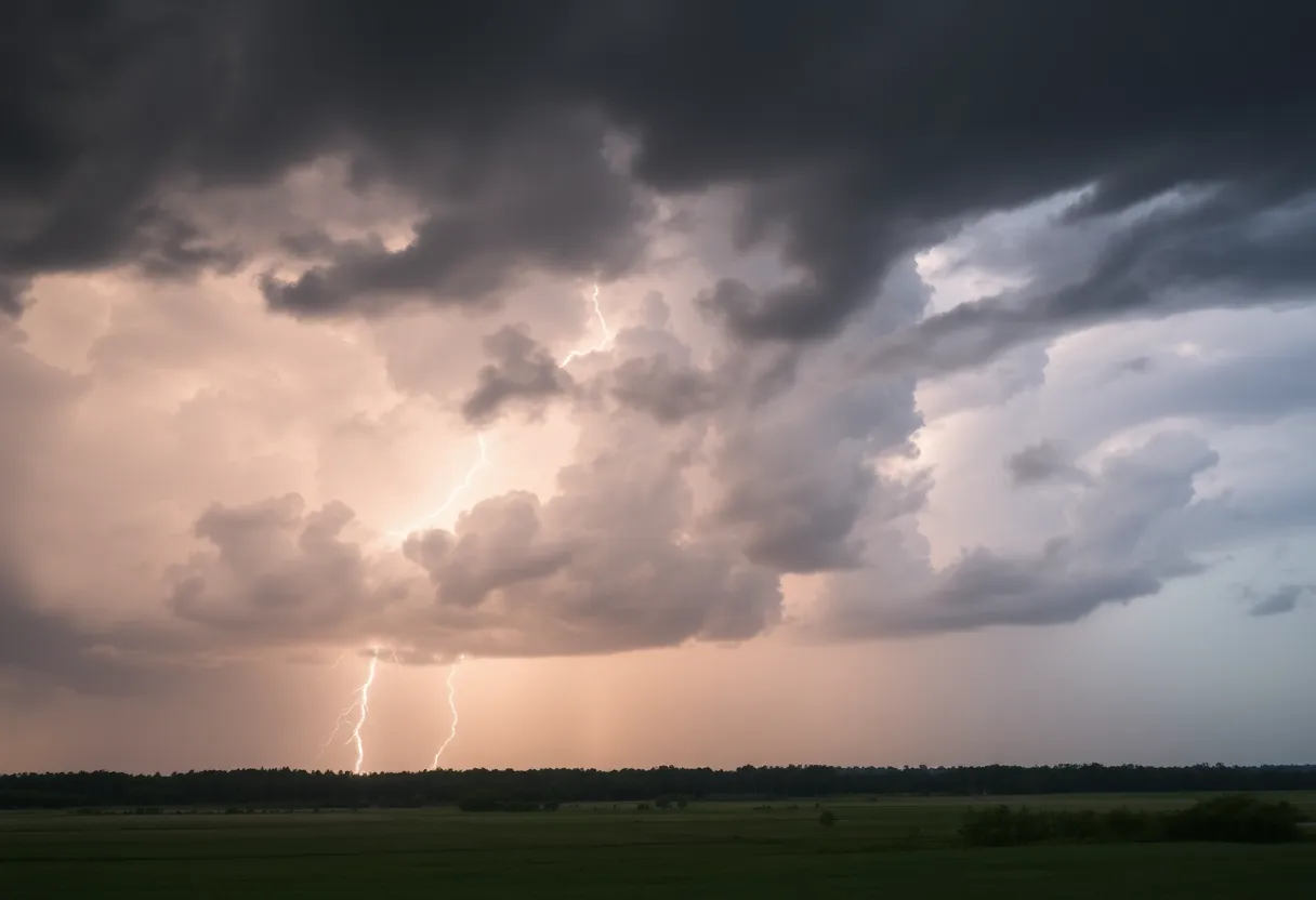 Thunderstorm clouds and lightning in Southeastern Orangeburg
