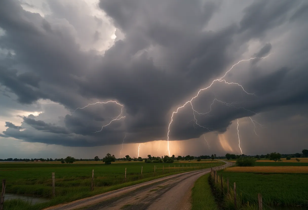 Severe thunderstorm clouds over Spartanburg County, SC
