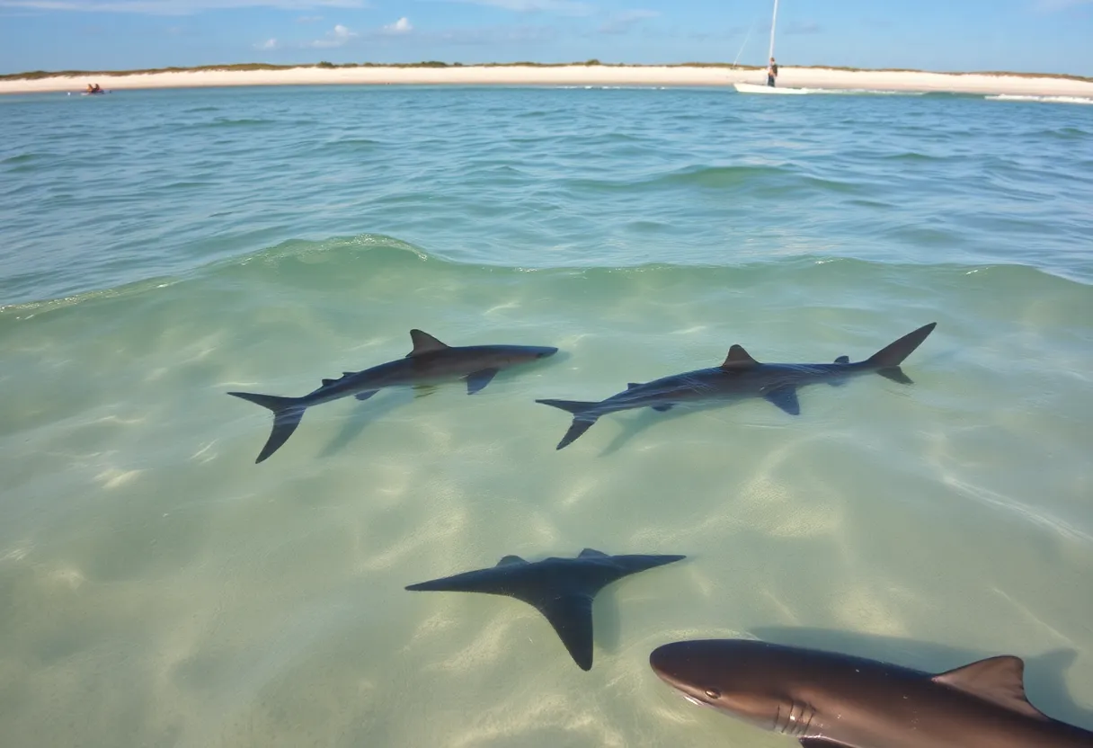 Various shark species swimming in the waters of Beaufort County, SC