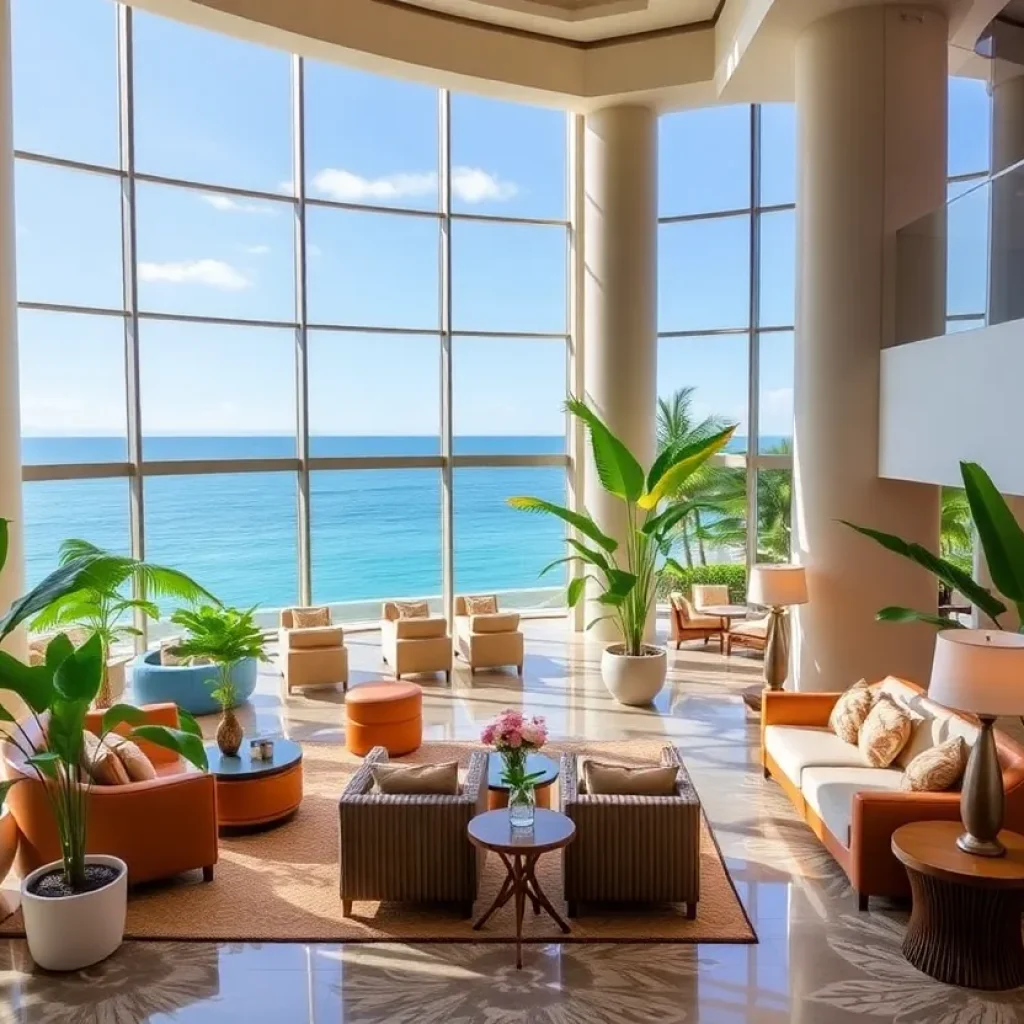 Luxurious modern lobby at Sonesta Resort Hilton Head Island