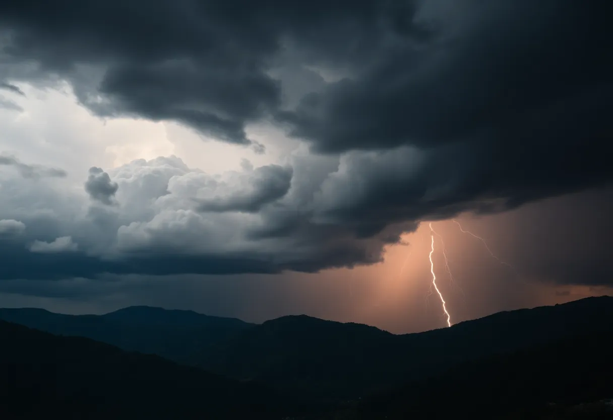 Dramatic storm clouds looming over upstate South Carolina