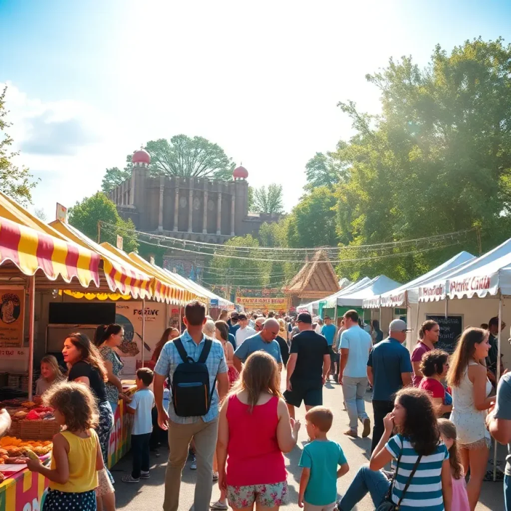 Festival-goers enjoying food at the Taste of Beaufort Festival