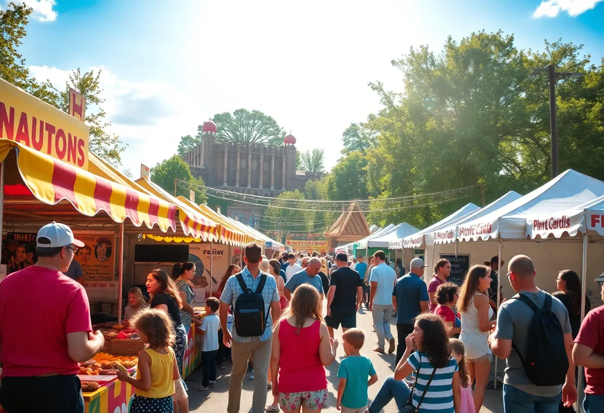 Festival-goers enjoying food at the Taste of Beaufort Festival