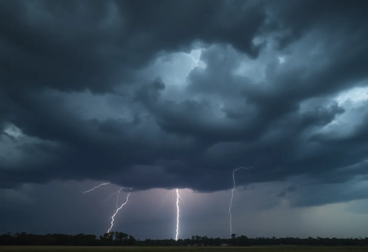 Dramatic storm clouds over South Carolina landscape