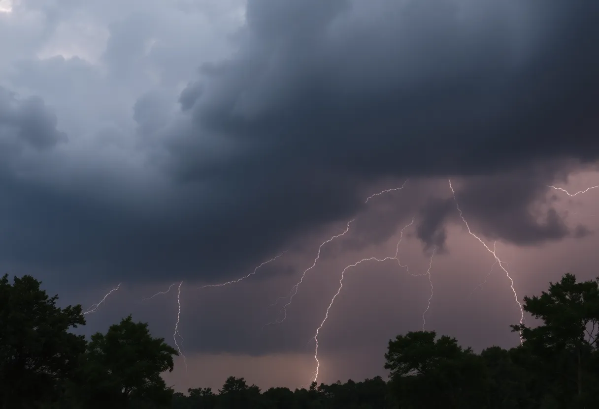 Dark thunderstorm clouds over the countryside in Sumter and Clarendon counties