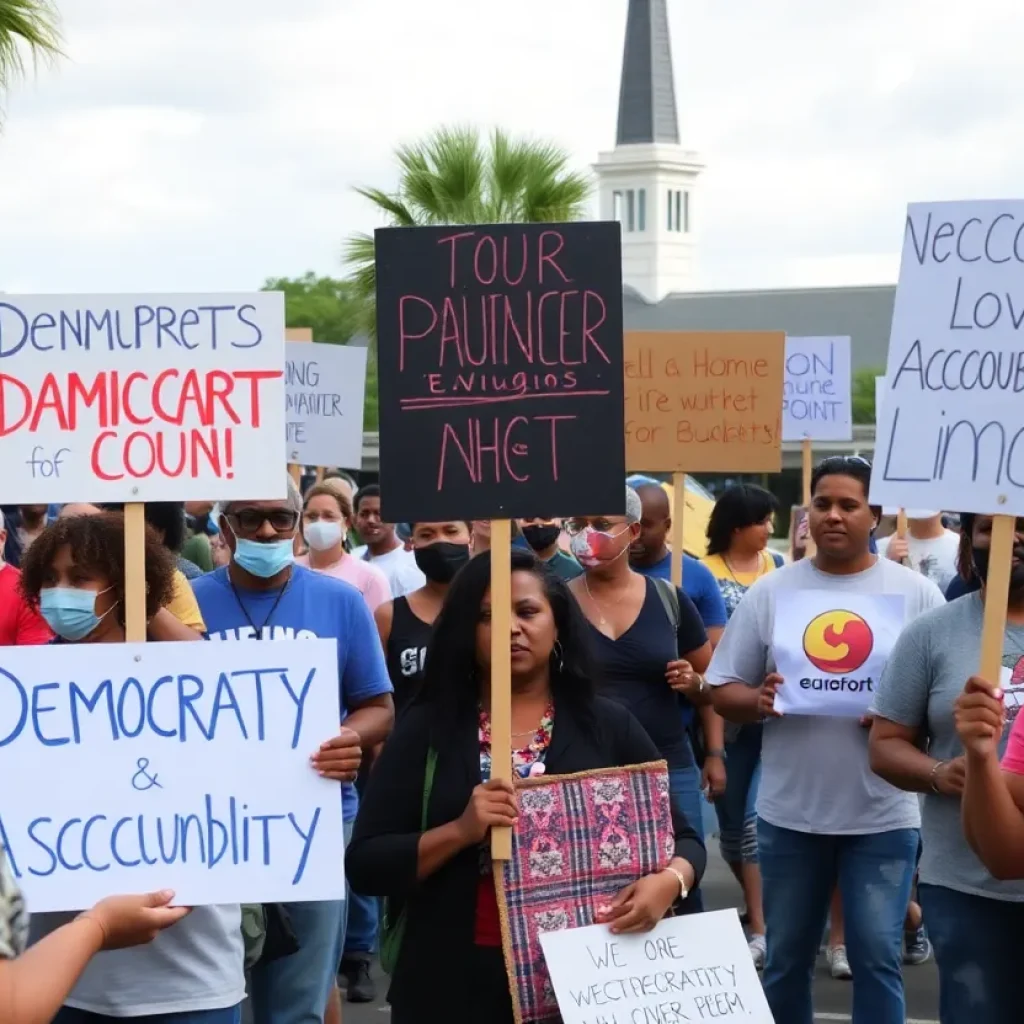 A group of protesters holding signs in Beaufort County.