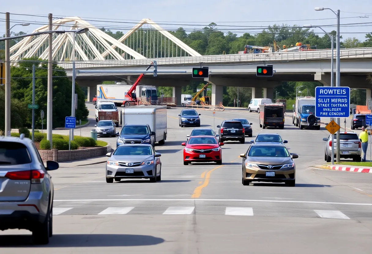 Traffic at a busy intersection in Beaufort County with infrastructure improvements underway