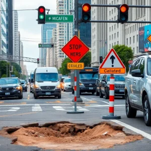 Traffic congestion at Boundary Street and Ribaut Road due to sinkhole repairs