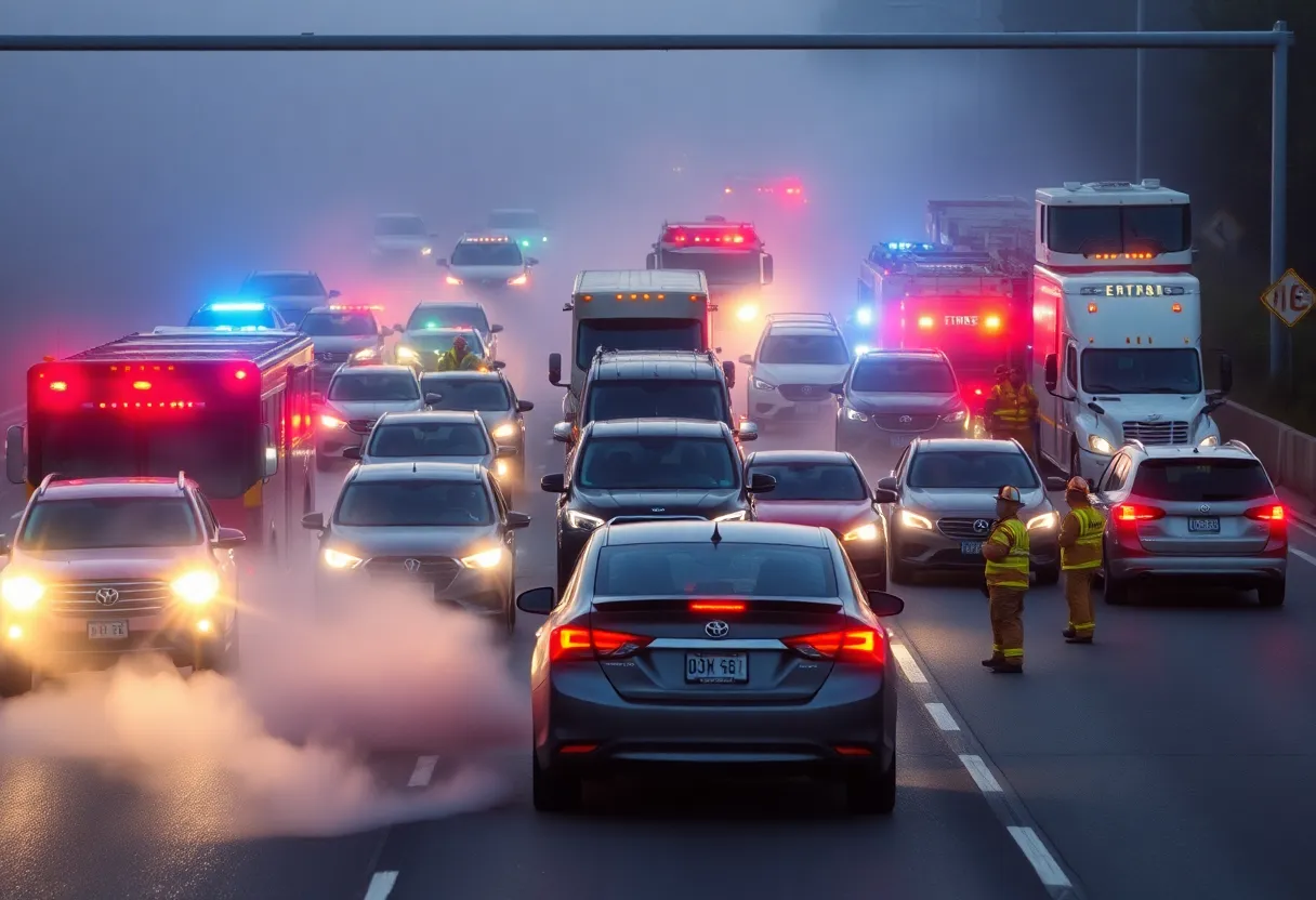 Emergency responders at the scene of car accidents on U.S. Highway 278 in Bluffton SC.
