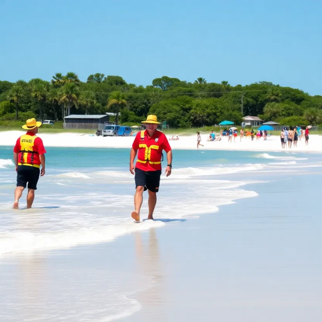Lifeguards on duty at Coligny Beach Park after shark bite incident