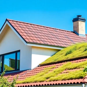 Modern home with energy-efficient roofing materials.