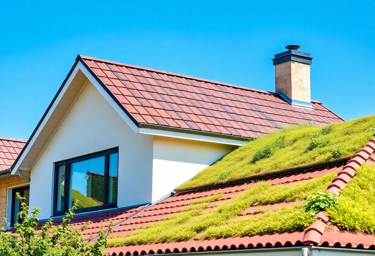 Modern home with energy-efficient roofing materials.