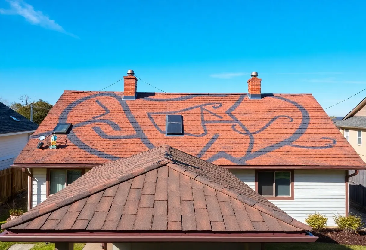A diverse roof and garden illustrating essential roof maintenance tasks.