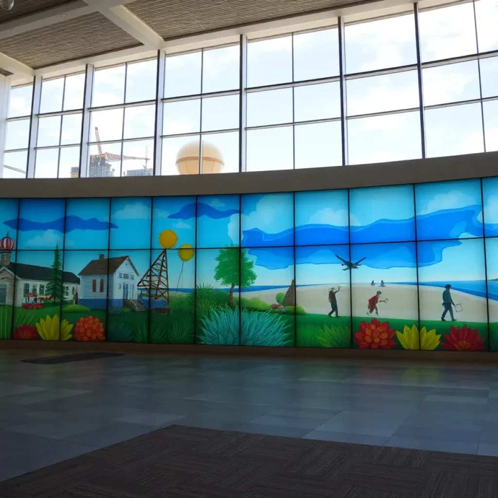 Artwork installation at Hilton Head Island Airport terminal