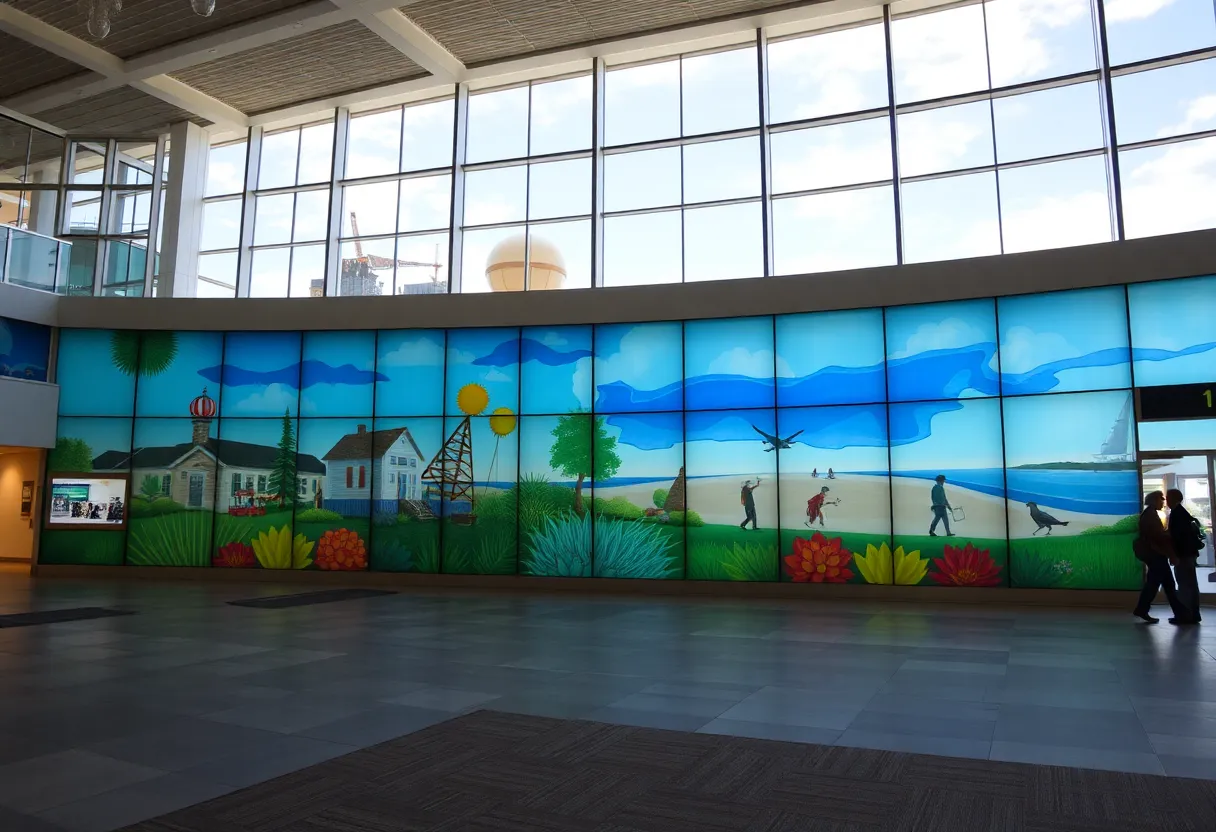 Artwork installation at Hilton Head Island Airport terminal