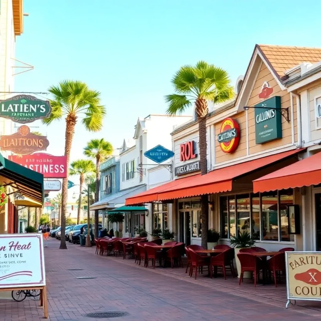 Outdoor dining in Hilton Head showcasing various restaurants.