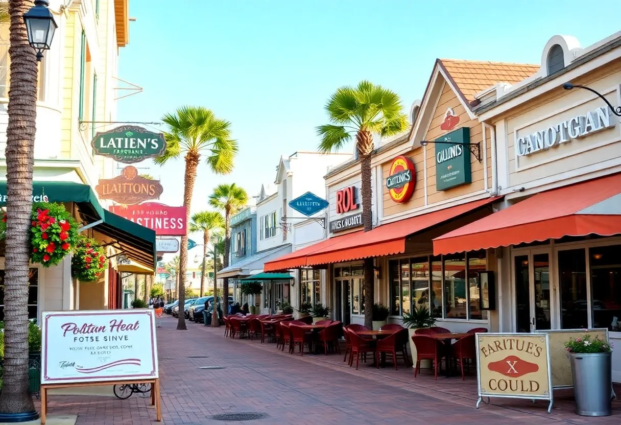 Outdoor dining in Hilton Head showcasing various restaurants.