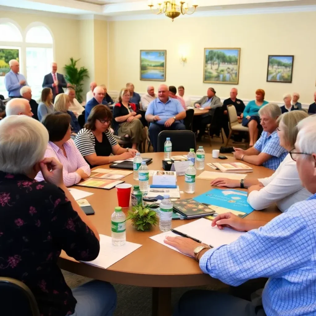 Citizens discussing the Hilton Head Island budget at a community meeting.