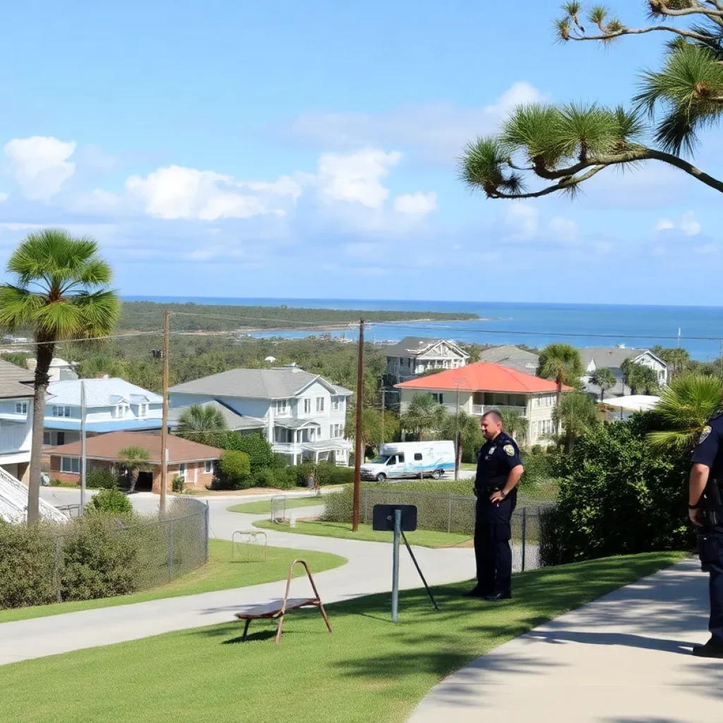 Law enforcement officers conducting a search in Hilton Head Island