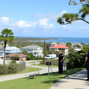 Law enforcement officers conducting a search in Hilton Head Island
