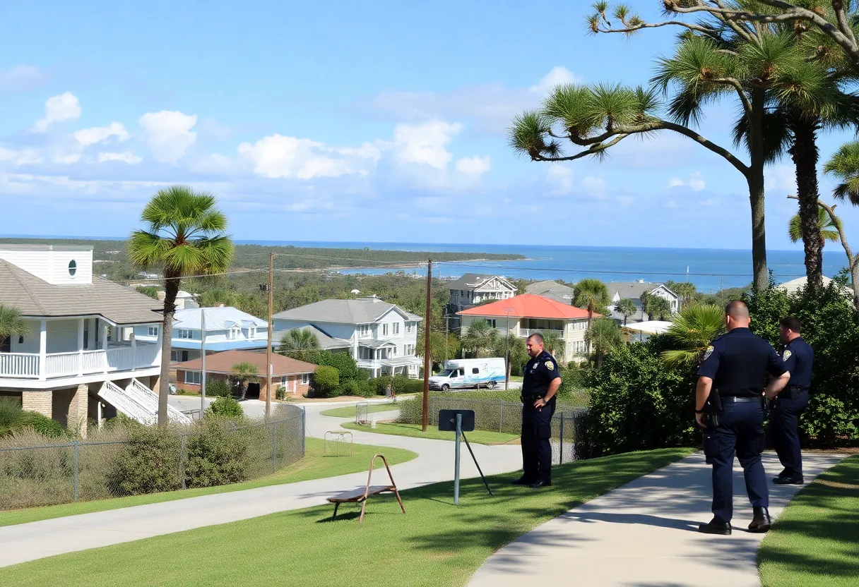 Law enforcement officers conducting a search in Hilton Head Island