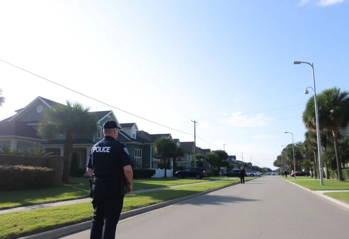 Police patrol in a peaceful neighborhood of Hilton Head Island.
