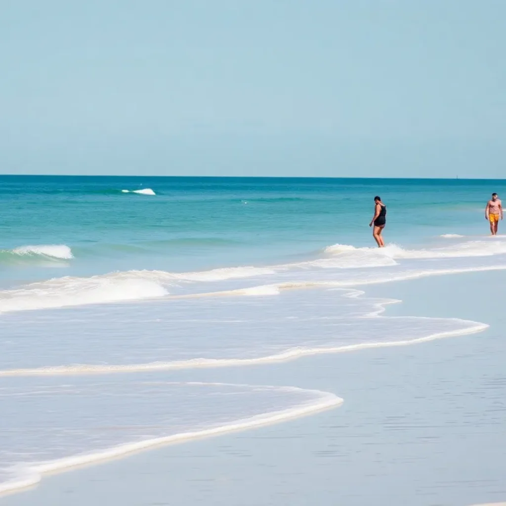 A beach scene with lifeguards on Hilton Head Island.