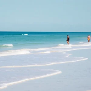 A beach scene with lifeguards on Hilton Head Island.