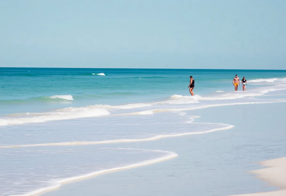 A beach scene with lifeguards on Hilton Head Island.