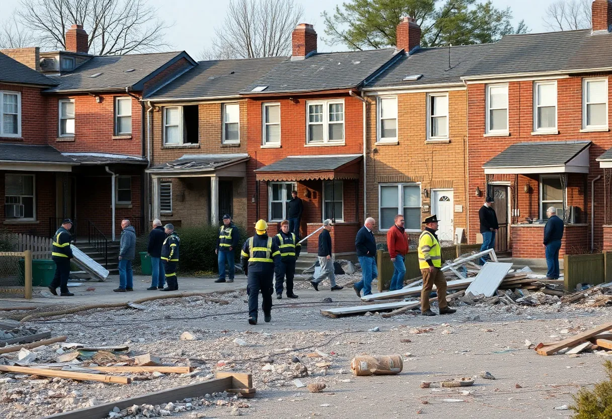 Emergency responders at the site of the Philadelphia explosion