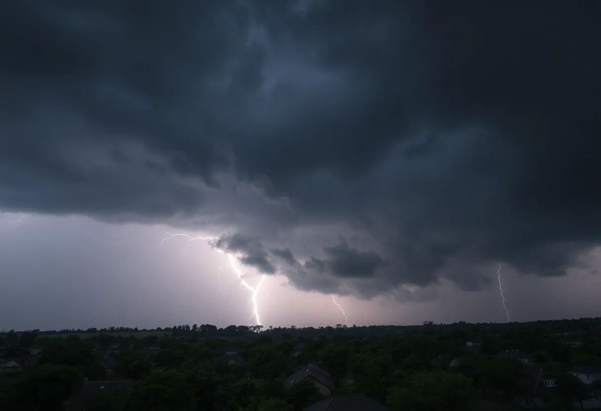 Stormy sky with lightning over Orangeburg County