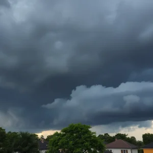 Dark storm clouds indicating severe weather in York County.