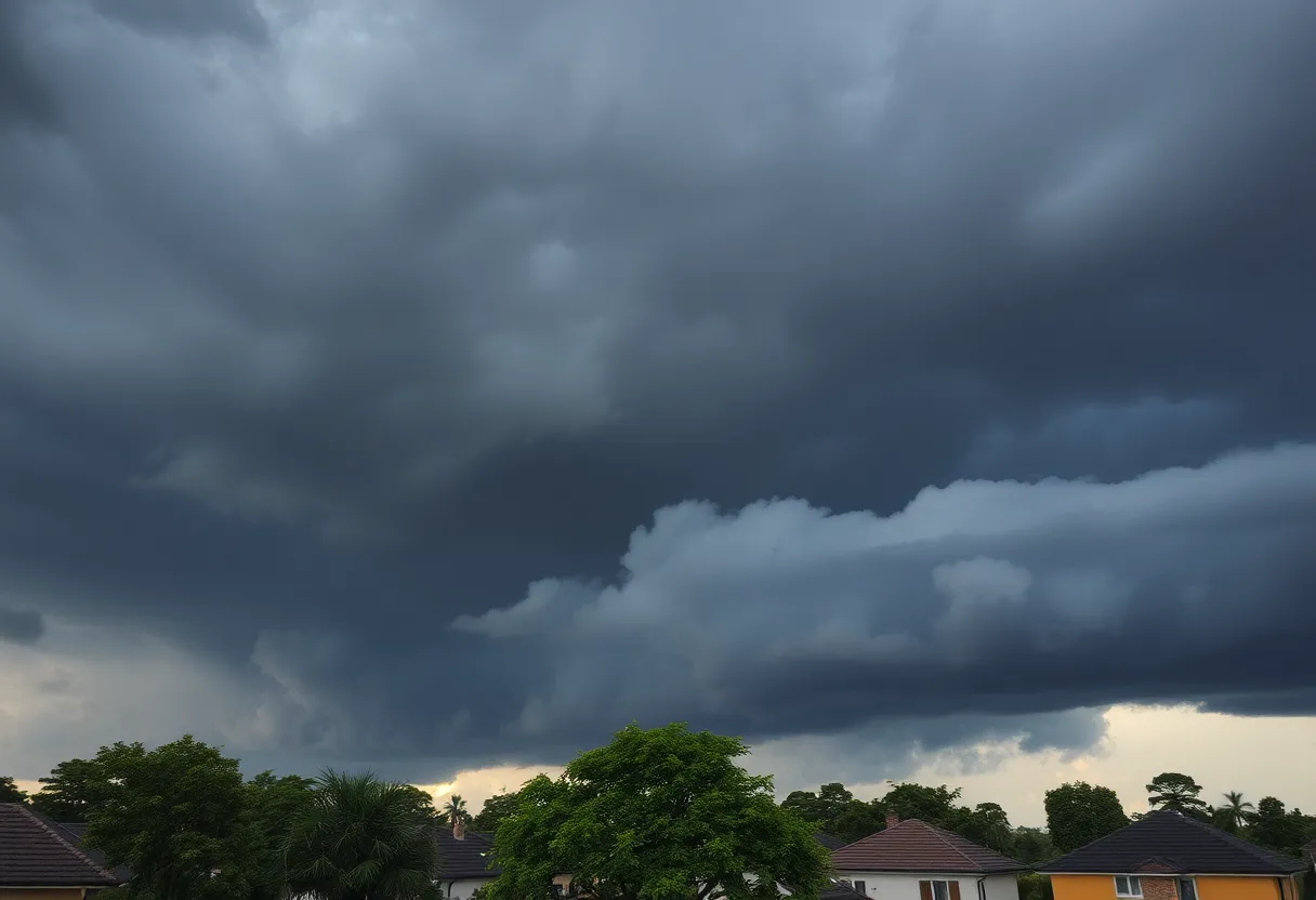 Dark storm clouds indicating severe weather in York County.