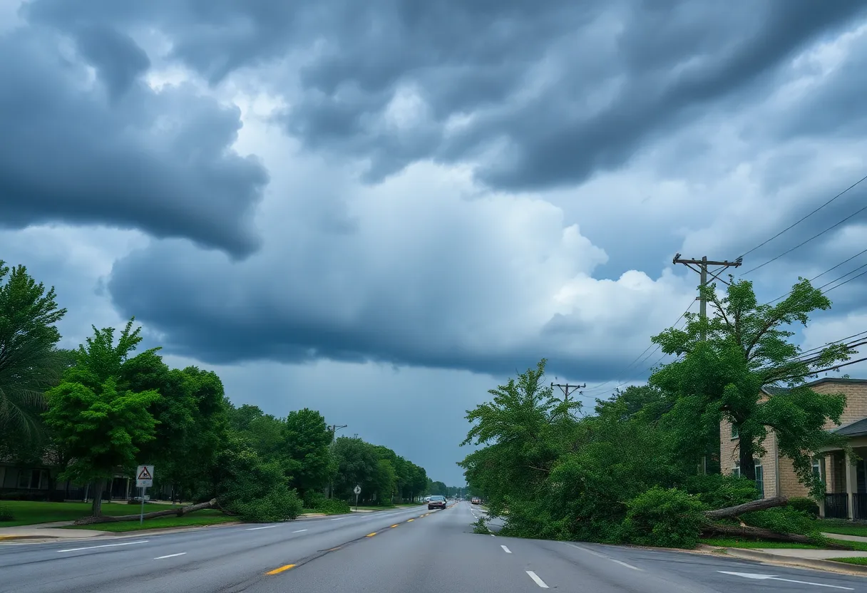 Stormy weather with dark clouds and rain in Atlanta