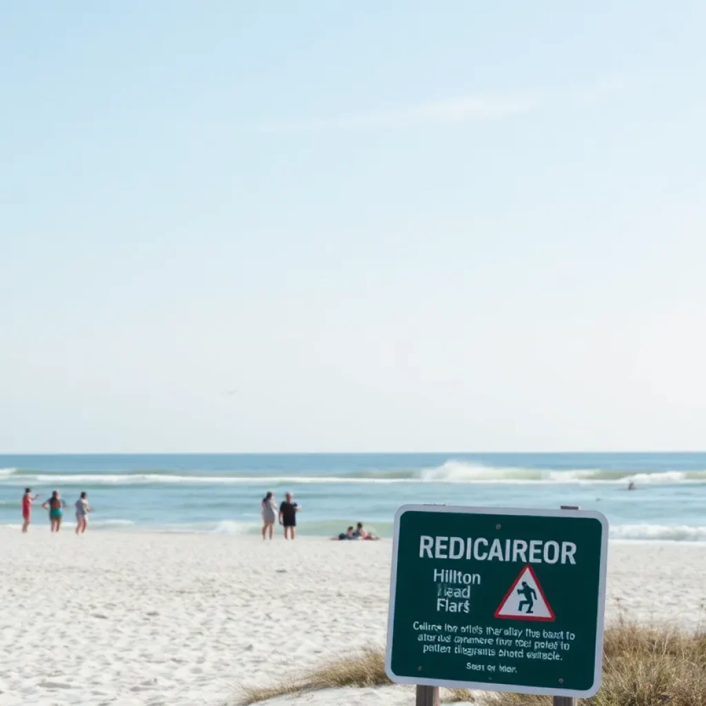 Shark fins visible near beach shores of Hilton Head Island