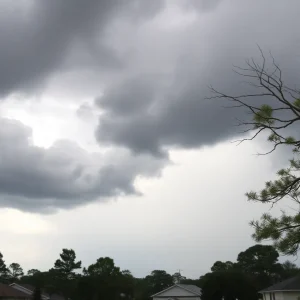 Dark thunderclouds looming over Dillon County, South Carolina