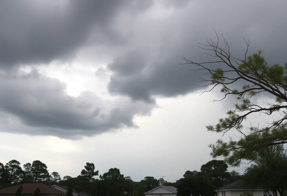 Dark thunderclouds looming over Dillon County, South Carolina