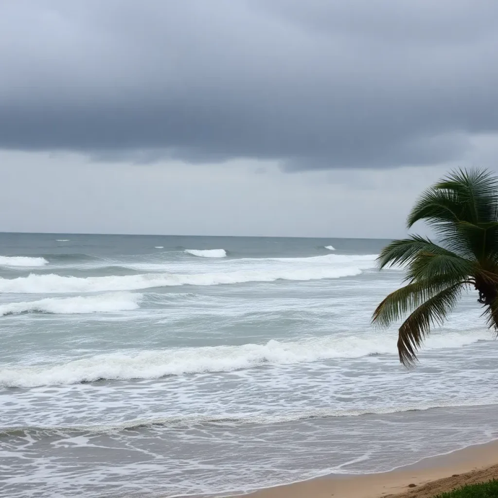 Heavy rain and rough seas at Hilton Head during severe weather
