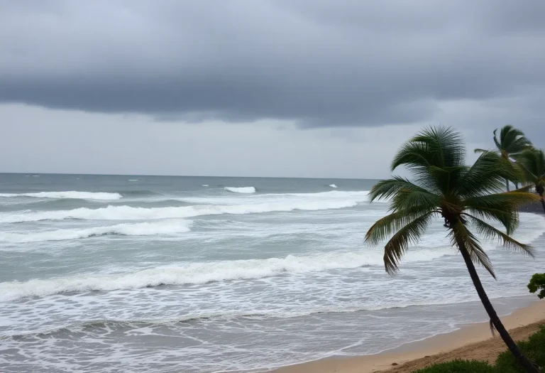 Heavy rain and rough seas at Hilton Head during severe weather