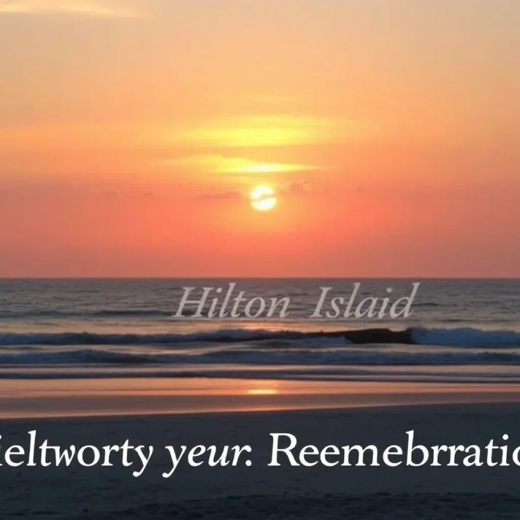 Beautiful sunset view over Hilton Head Island beach