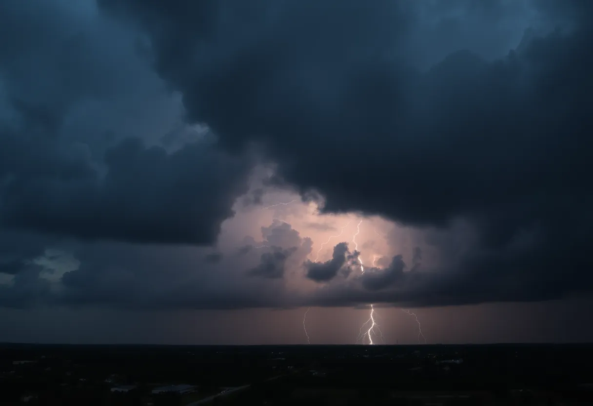 Dark thunderclouds over Charleston indicating severe weather