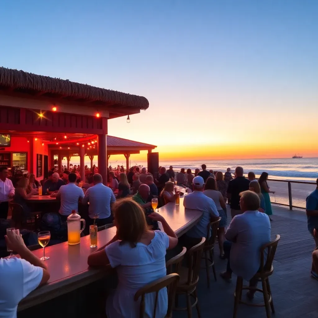 Atmosphere at Tiki Hut beach bar on Hilton Head Island