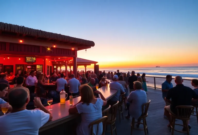 Atmosphere at Tiki Hut beach bar on Hilton Head Island