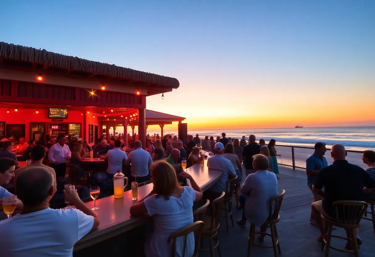 Atmosphere at Tiki Hut beach bar on Hilton Head Island
