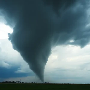 A tornado forming over Oklahoma's landscape