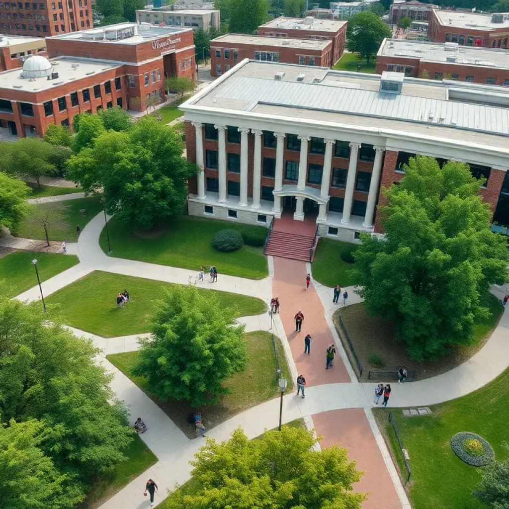 Aerial view of the University of South Carolina campus