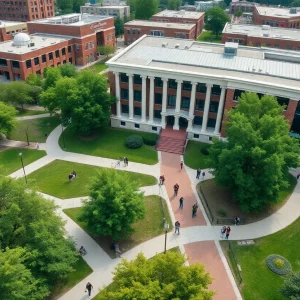 Aerial view of the University of South Carolina campus