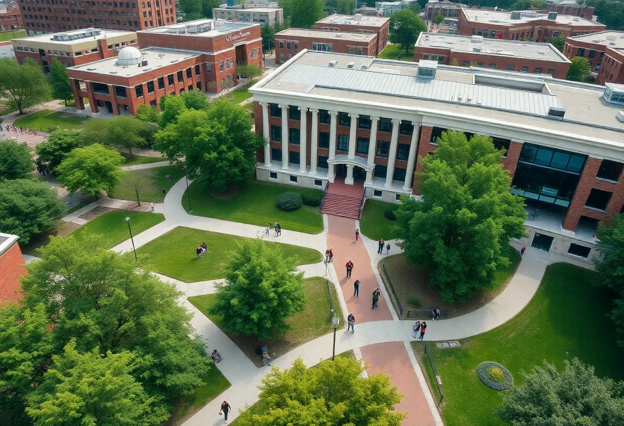 Aerial view of the University of South Carolina campus